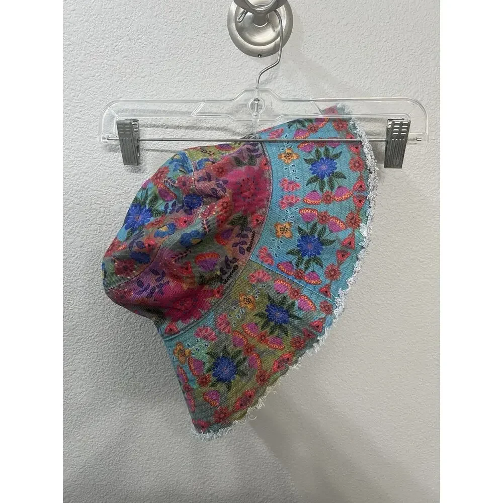 Natural Life Floral Print Floppy Bucket Hat - Adjustable Strap Boho Hippie NWOT - Picture 4 of 4